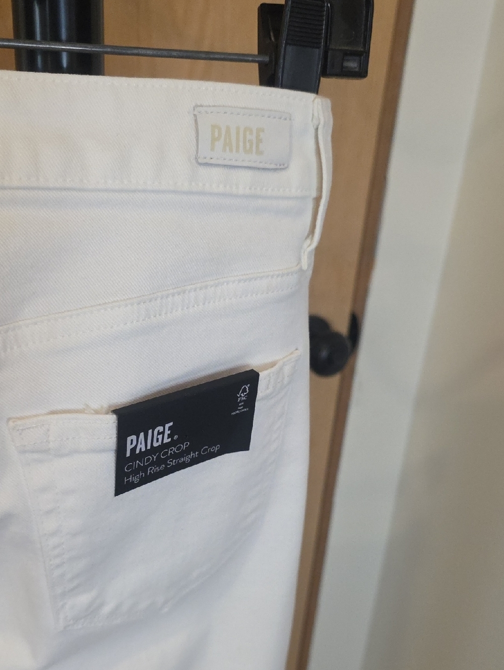 PAIGE White Cindy Crop Crisp White With Destroyed Hem Straight Leg Jeans Size 25 - Picture 8 of 11